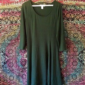 Dress - 3/4 Sleeve Green Midi Forever 21